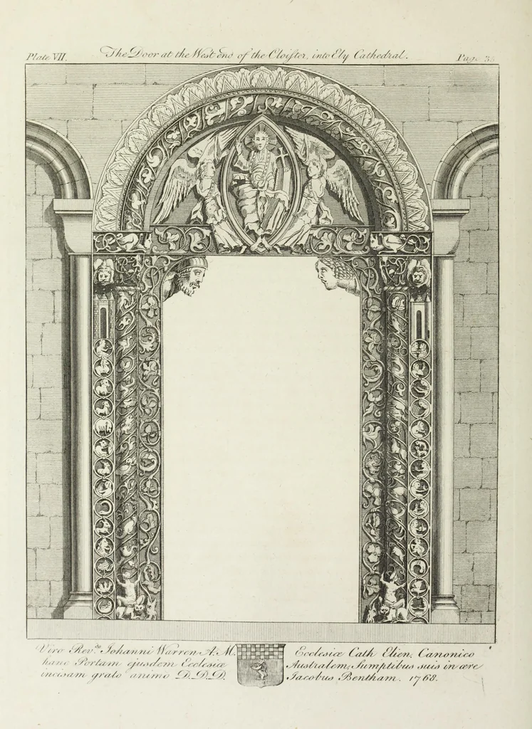An illustration from The history and antiquities of the Conventual & Cathedral Church of Ely : from the foundation of the monastery, A.D. 673, to the year 1771 : illustrated with copper plates, 1812, leaf 87