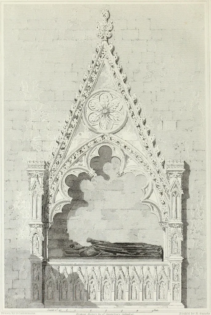 An illustration from The history and antiquities of the metropolitical church of Canterbury; illustrated by a series of engravings of views, elevations, plans, and details of the architecture of that edifice: with biographical anecdotes of the archbishops, etc, 1836, leaf 119