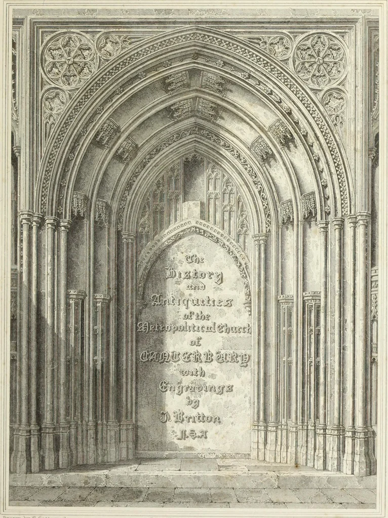 An illustration from The history and antiquities of the metropolitical church of Canterbury; illustrated by a series of engravings of views, elevations, plans, and details of the architecture of that edifice: with biographical anecdotes of the archbishops, etc, 1836, leaf 4
