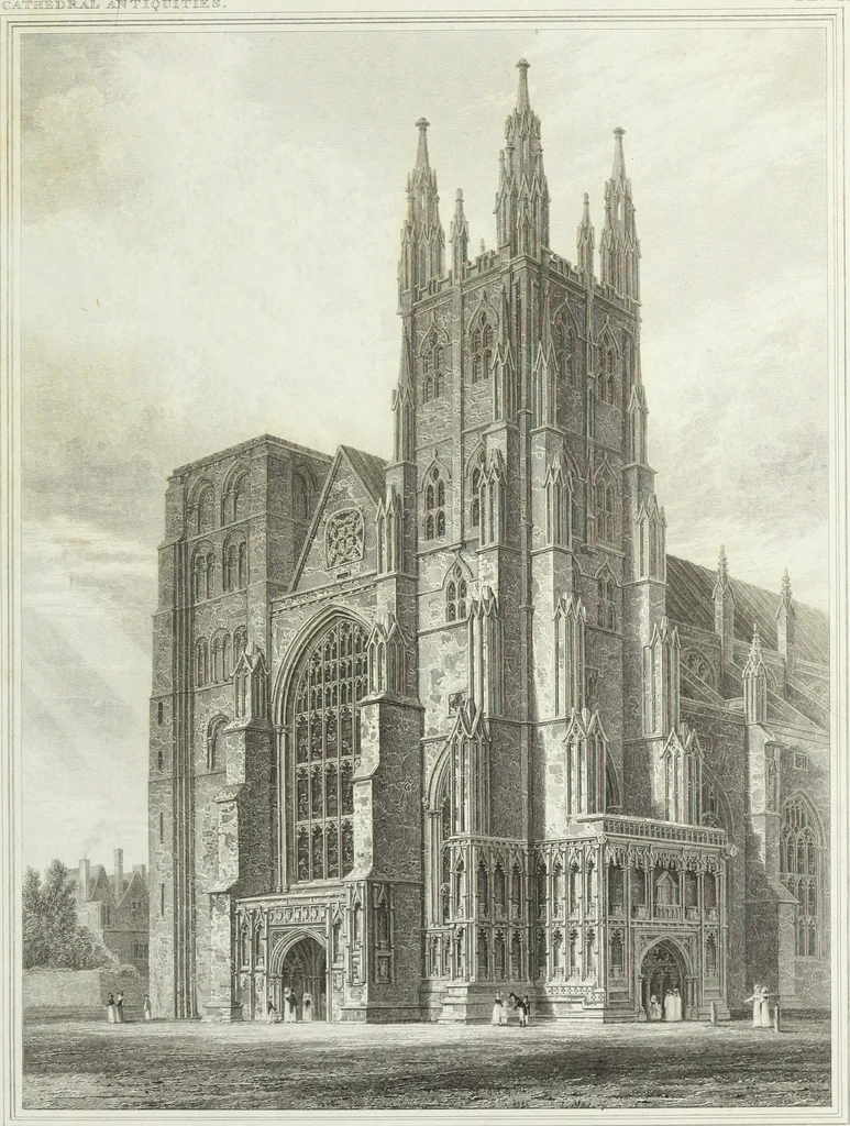 An illustration from The history and antiquities of the metropolitical church of Canterbury; illustrated by a series of engravings of views, elevations, plans, and details of the architecture of that edifice: with biographical anecdotes of the archbishops, etc, 1836, leaf 60
