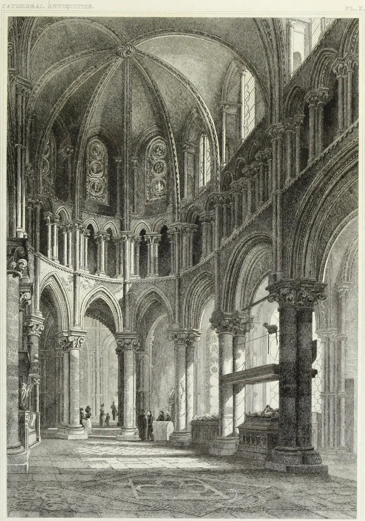 An illustration from The history and antiquities of the metropolitical church of Canterbury; illustrated by a series of engravings of views, elevations, plans, and details of the architecture of that edifice: with biographical anecdotes of the archbishops, etc, 1836, leaf 94