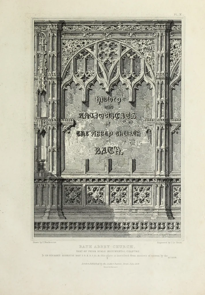 An illustration from The history and antiquities of Bath Abbey Church: including biographical anecdotes of the most distinguished persons interred in that edifice; with an essay on epitaphs, in which its principal monumental inscriptions are recorded. Illustrated by a series of engravings .., 1825, leaf 10