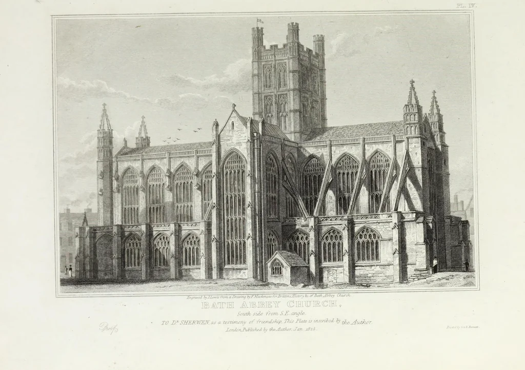 An illustration from The history and antiquities of Bath Abbey Church: including biographical anecdotes of the most distinguished persons interred in that edifice; with an essay on epitaphs, in which its principal monumental inscriptions are recorded. Illustrated by a series of engravings .., 1825, leaf 186