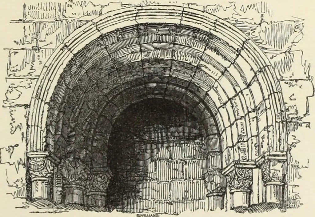 An illustration from The history and antiquities of the cathedral church of Worcester: illustrated by a series of engravings of views, elevations, plans, and details of that edifice: including an architectural description of the church; and biographical anecdotes of the bishops and of other eminent persons connected with the cathedral, 1836, leaf 6