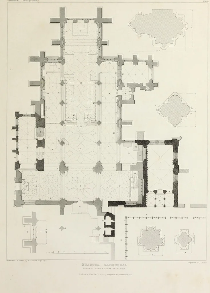 An illustration from The history and antiquities of the abbey and cathedral church of Bristol : illustrated by a series of engravings of views, elevations, plans, and details of that edifice : with biographical anecdotes of eminent persons connected with the establishment, 1836, leaf 88