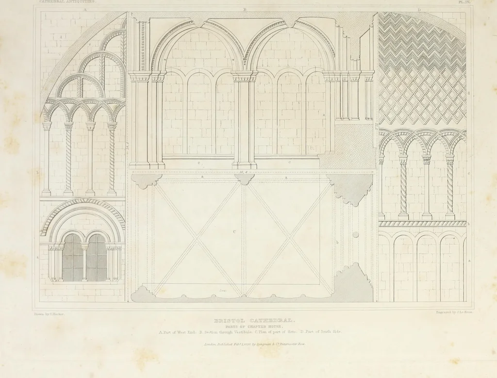 An illustration from The history and antiquities of the abbey and cathedral church of Bristol : illustrated by a series of engravings of views, elevations, plans, and details of that edifice : with biographical anecdotes of eminent persons connected with the establishment, 1836, leaf 94