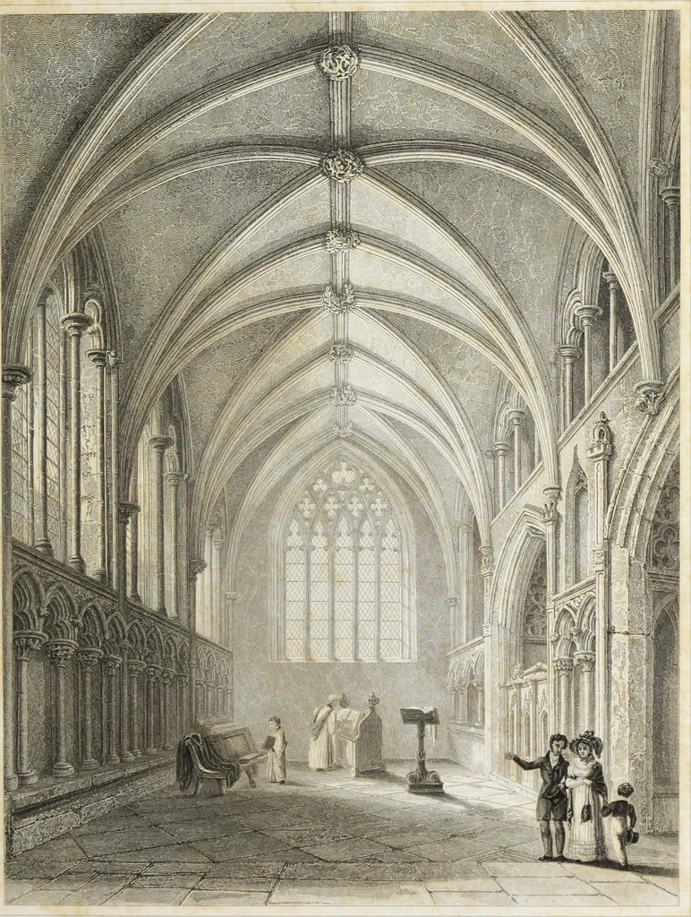 An illustration from The history and antiquities of the abbey and cathedral church of Bristol : illustrated by a series of engravings of views, elevations, plans, and details of that edifice : with biographical anecdotes of eminent persons connected with the establishment, 1836, leaf 96