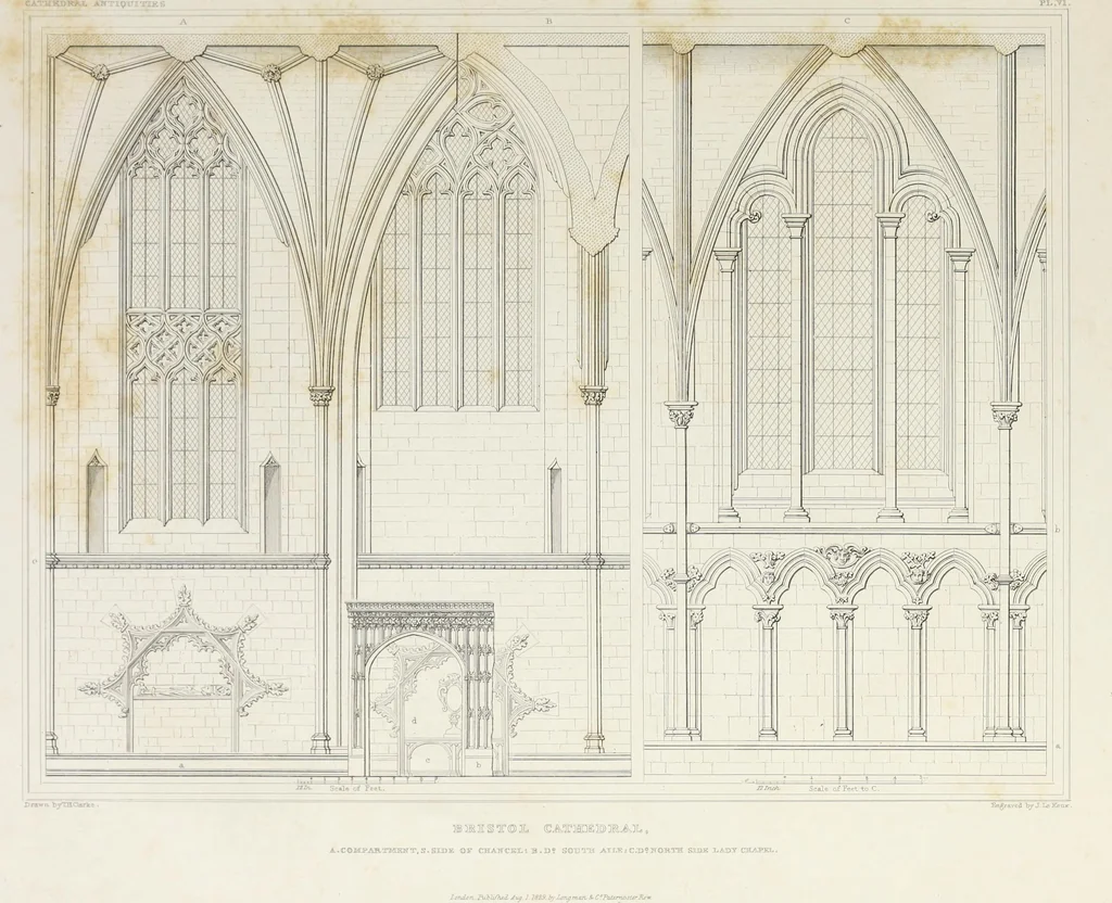 An illustration from The history and antiquities of the abbey and cathedral church of Bristol : illustrated by a series of engravings of views, elevations, plans, and details of that edifice : with biographical anecdotes of eminent persons connected with the establishment, 1836, leaf 98