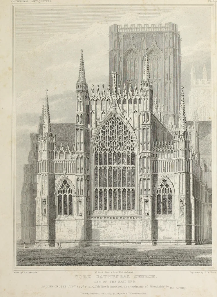 An illustration from The history and antiquities of the metropolitical church of York : illustrated by a series of engravings of views, elevations, plans and details of the architecture of that edifice : with biographical anecdotes of the archbishops, 1836, leaf 112