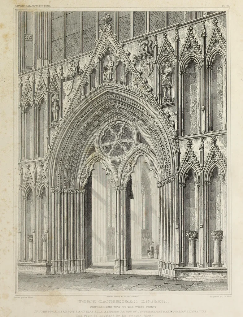 An illustration from The history and antiquities of the metropolitical church of York : illustrated by a series of engravings of views, elevations, plans and details of the architecture of that edifice : with biographical anecdotes of the archbishops, 1836, leaf 122