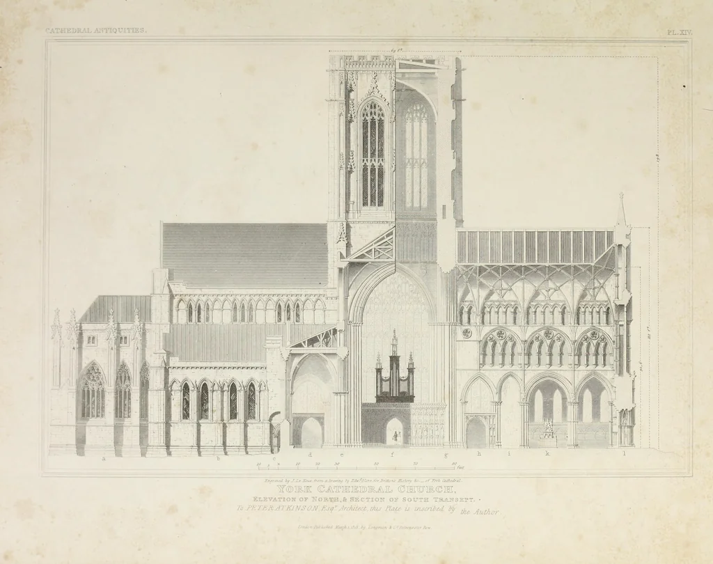 An illustration from The history and antiquities of the metropolitical church of York : illustrated by a series of engravings of views, elevations, plans and details of the architecture of that edifice : with biographical anecdotes of the archbishops, 1836, leaf 128