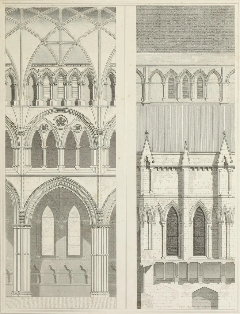 An illustration from The history and antiquities of the metropolitical church of York : illustrated by a series of engravings of views, elevations, plans and details of the architecture of that edifice : with biographical anecdotes of the archbishops, 1836, leaf 130