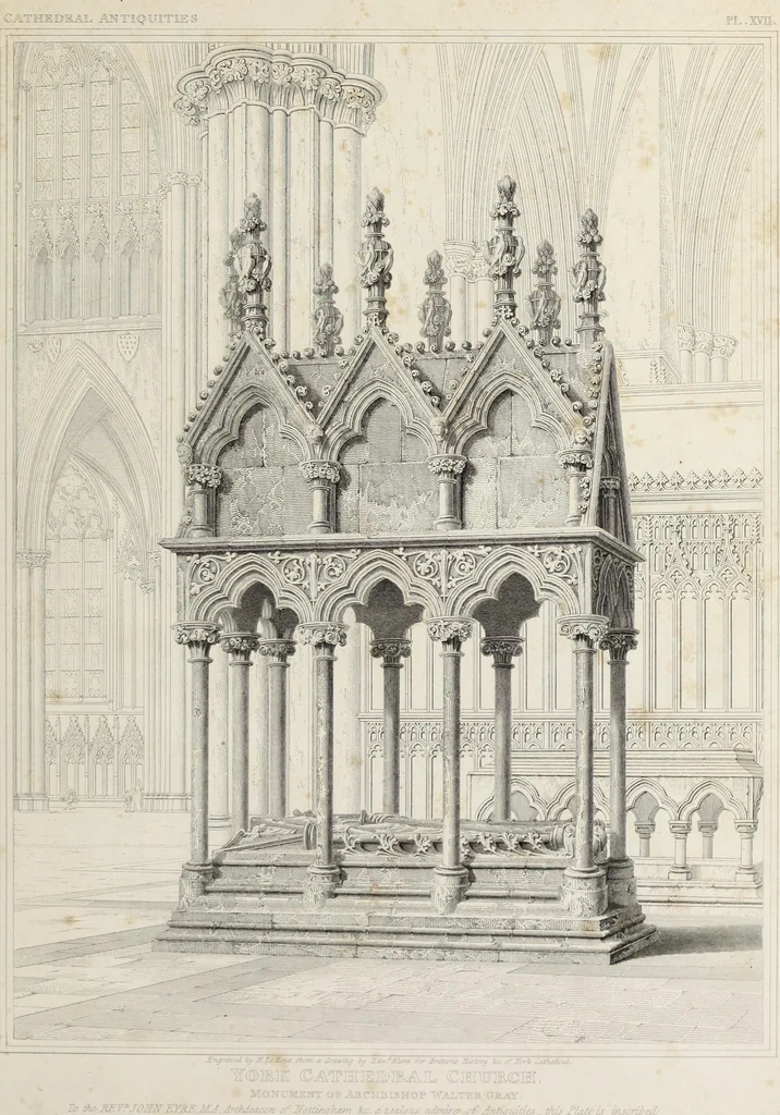 An illustration from The history and antiquities of the metropolitical church of York : illustrated by a series of engravings of views, elevations, plans and details of the architecture of that edifice : with biographical anecdotes of the archbishops, 1836, leaf 134