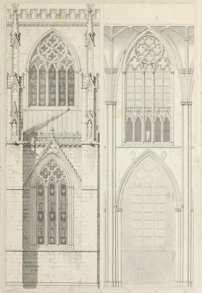 An illustration from The history and antiquities of the metropolitical church of York : illustrated by a series of engravings of views, elevations, plans and details of the architecture of that edifice : with biographical anecdotes of the archbishops, 1836, leaf 136