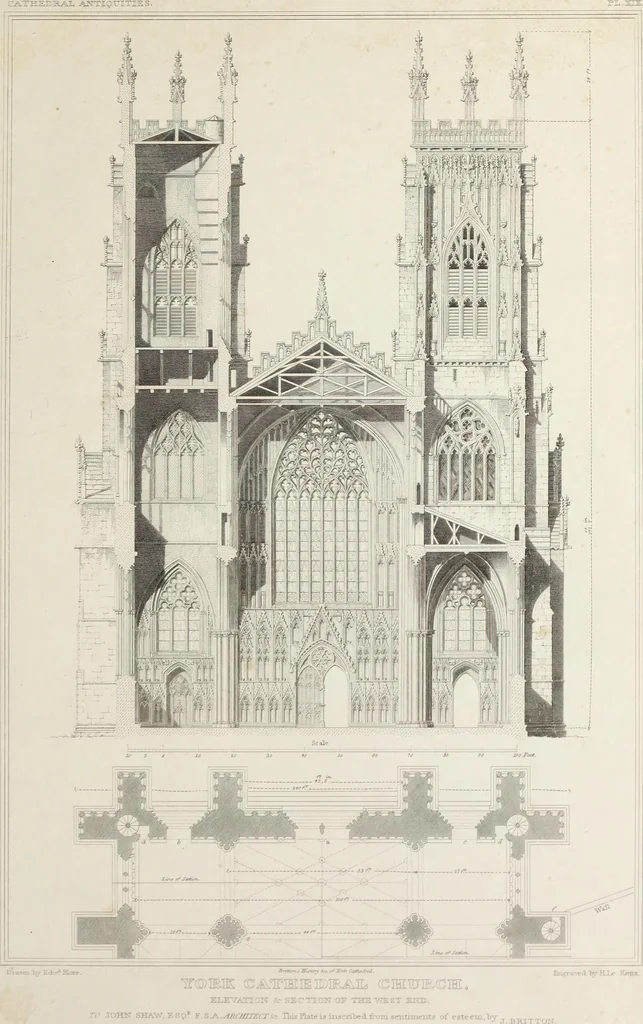 An illustration from The history and antiquities of the metropolitical church of York : illustrated by a series of engravings of views, elevations, plans and details of the architecture of that edifice : with biographical anecdotes of the archbishops, 1836, leaf 138