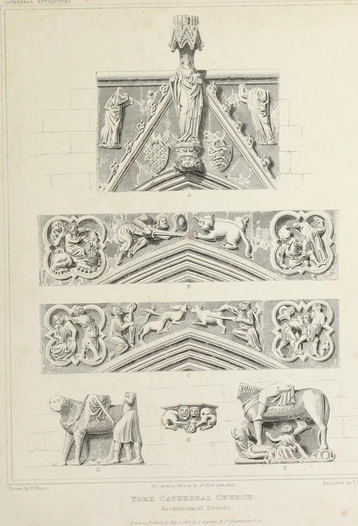 An illustration from The history and antiquities of the metropolitical church of York : illustrated by a series of engravings of views, elevations, plans and details of the architecture of that edifice : with biographical anecdotes of the archbishops, 1836, leaf 140