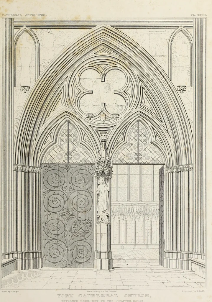 An illustration from The history and antiquities of the metropolitical church of York : illustrated by a series of engravings of views, elevations, plans and details of the architecture of that edifice : with biographical anecdotes of the archbishops, 1836, leaf 152
