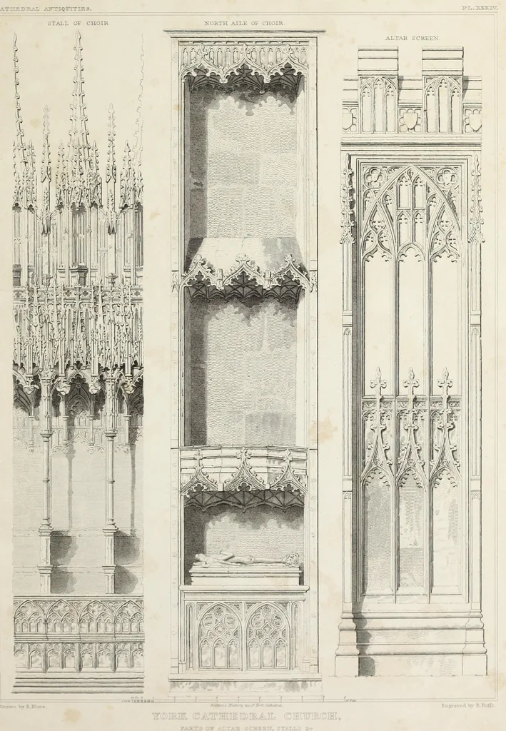 An illustration from The history and antiquities of the metropolitical church of York : illustrated by a series of engravings of views, elevations, plans and details of the architecture of that edifice : with biographical anecdotes of the archbishops, 1836, leaf 164