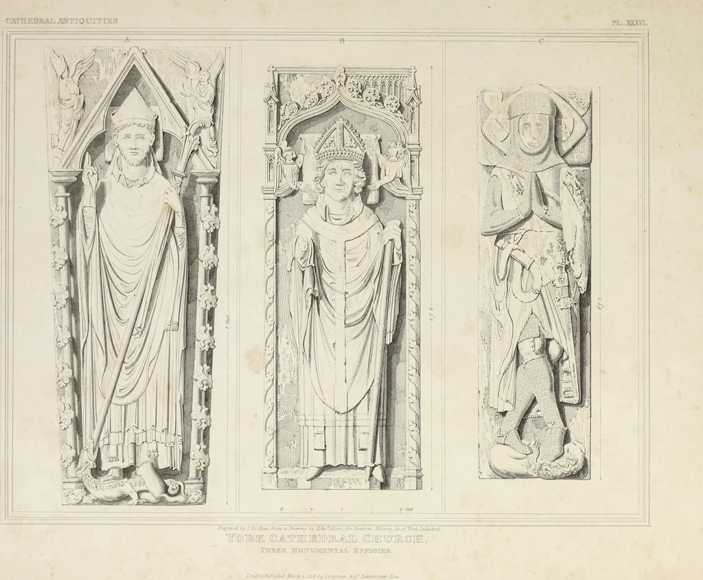 An illustration from The history and antiquities of the metropolitical church of York : illustrated by a series of engravings of views, elevations, plans and details of the architecture of that edifice : with biographical anecdotes of the archbishops, 1836, leaf 166