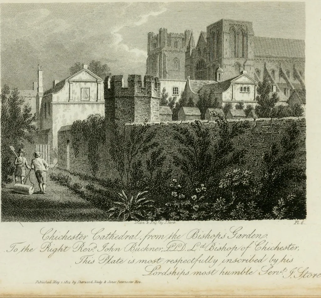 An illustration from History and antiquities of the cathedral churches of Great Britain : illustrated with a series of highly-finished engravings, exhibiting general and particular views, ground plans, and all the architectural features and ornaments in the various styles of building used in our ecclesiastical edifices, 1814, leaf 104