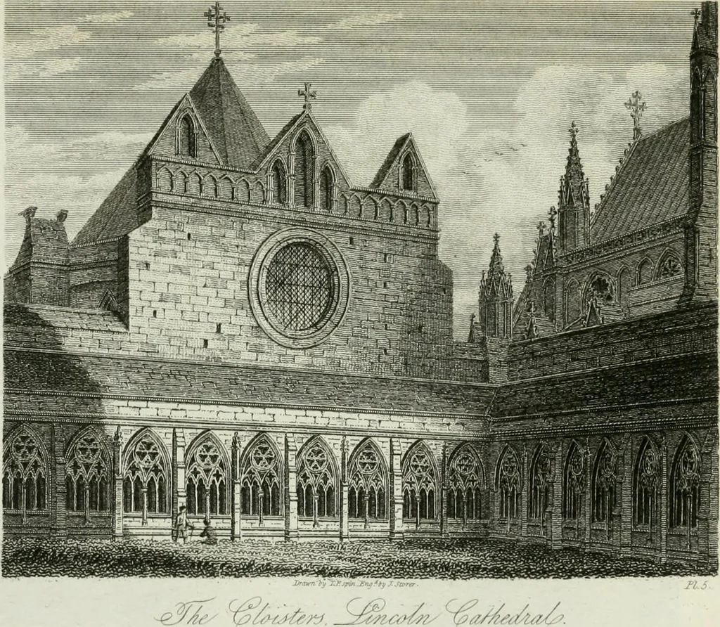 An illustration from History and antiquities of the cathedral churches of Great Britain : illustrated with a series of highly-finished engravings, exhibiting general and particular views, ground plans, and all the architectural features and ornaments in the various styles of building used in our ecclesiastical edifices, 1814, leaf 136