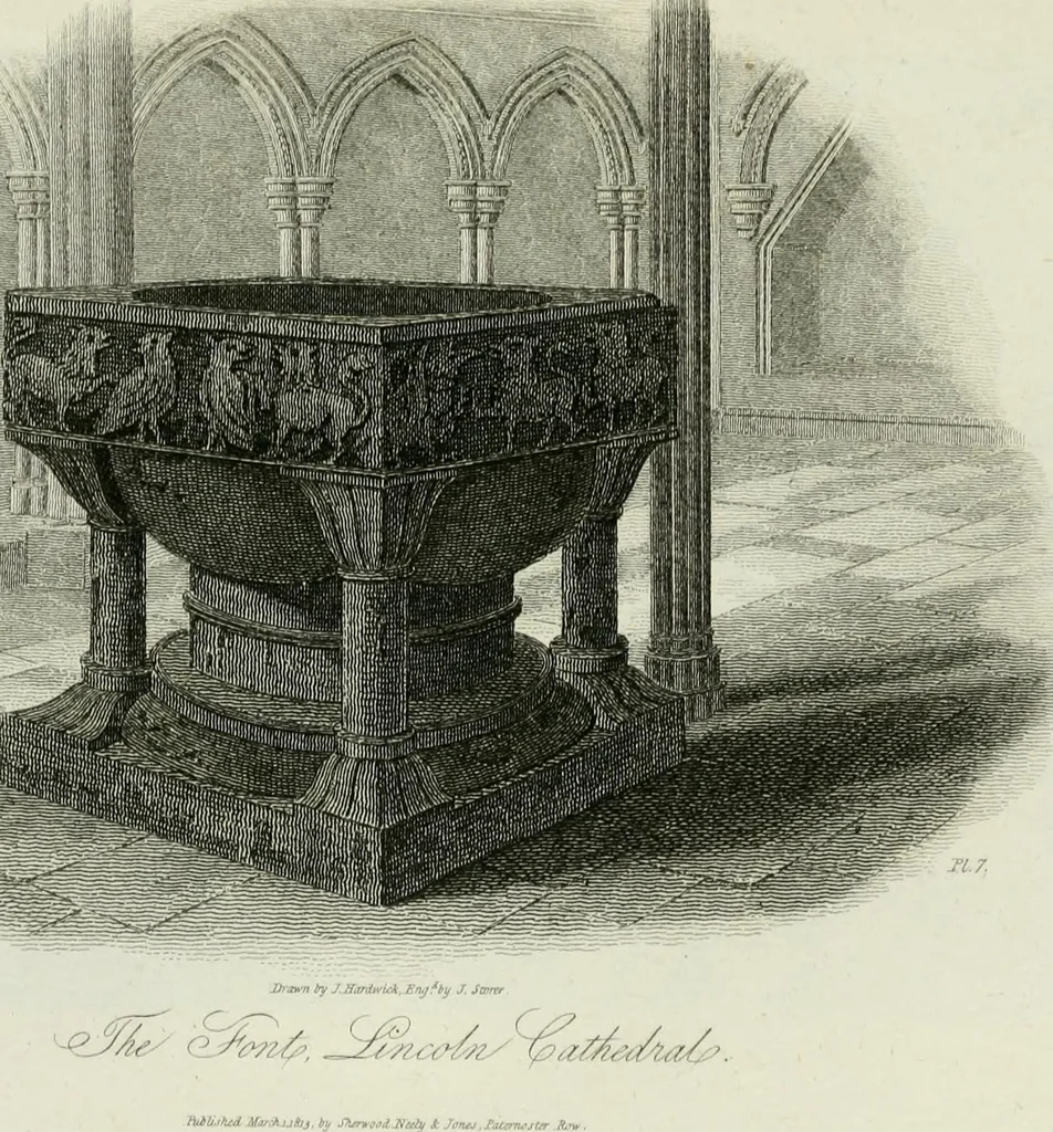 An illustration from History and antiquities of the cathedral churches of Great Britain : illustrated with a series of highly-finished engravings, exhibiting general and particular views, ground plans, and all the architectural features and ornaments in the various styles of building used in our ecclesiastical edifices, 1814, leaf 140