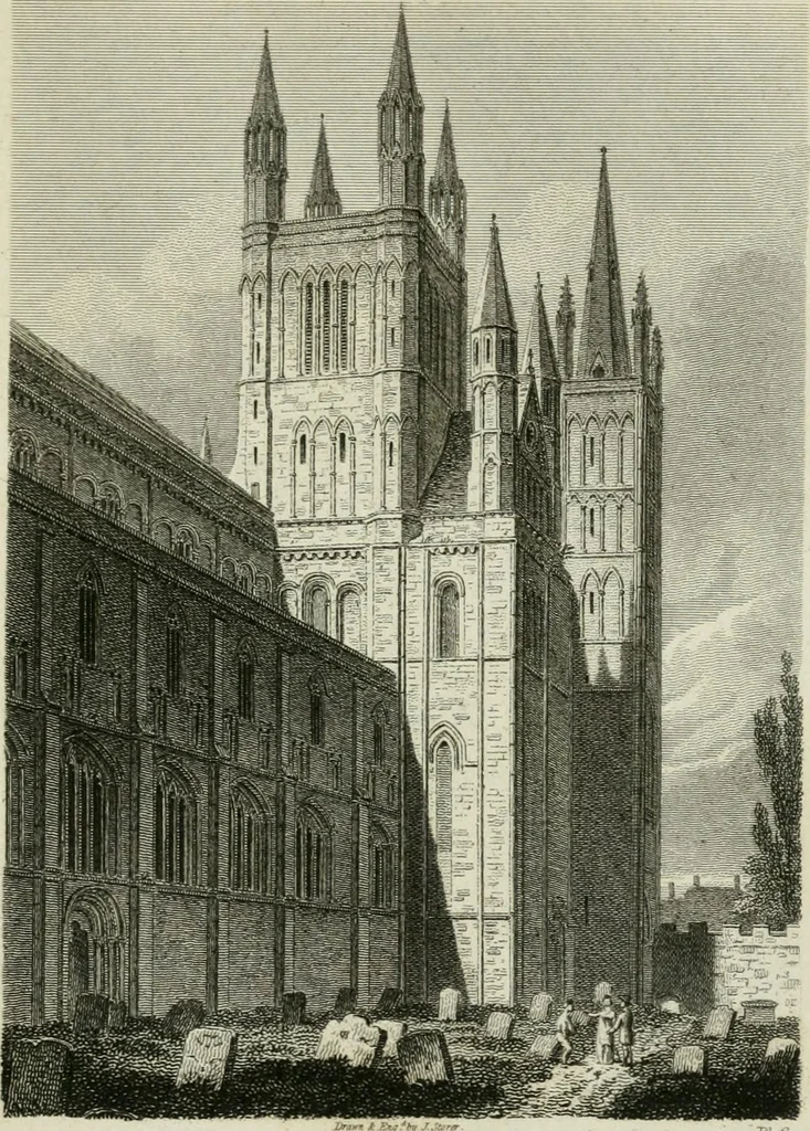 An illustration from History and antiquities of the cathedral churches of Great Britain : illustrated with a series of highly-finished engravings, exhibiting general and particular views, ground plans, and all the architectural features and ornaments in the various styles of building used in our ecclesiastical edifices, 1814, leaf 200