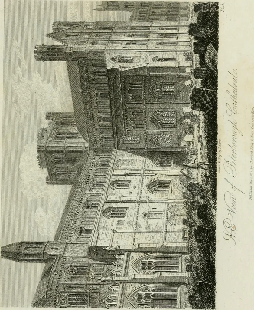 An illustration from History and antiquities of the cathedral churches of Great Britain : illustrated with a series of highly-finished engravings, exhibiting general and particular views, ground plans, and all the architectural features and ornaments in the various styles of building used in our ecclesiastical edifices, 1814, leaf 202