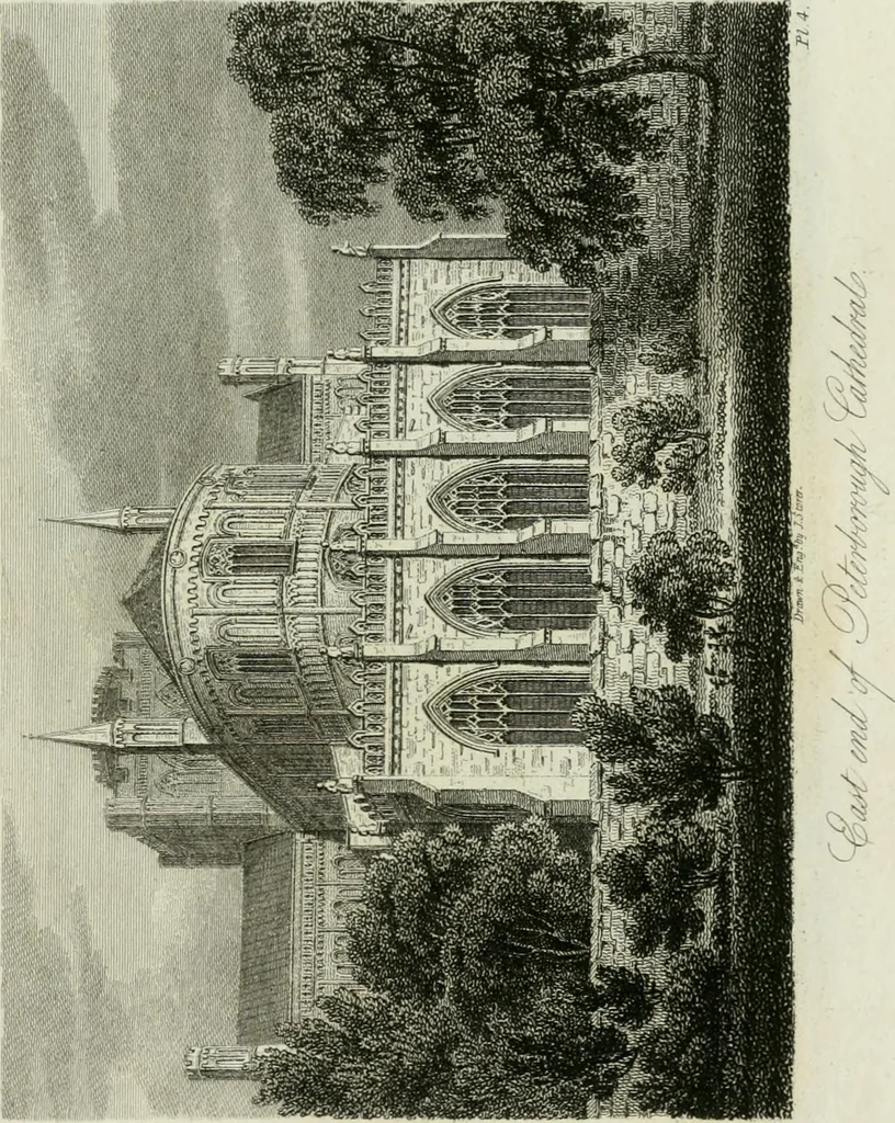 An illustration from History and antiquities of the cathedral churches of Great Britain : illustrated with a series of highly-finished engravings, exhibiting general and particular views, ground plans, and all the architectural features and ornaments in the various styles of building used in our ecclesiastical edifices, 1814, leaf 204