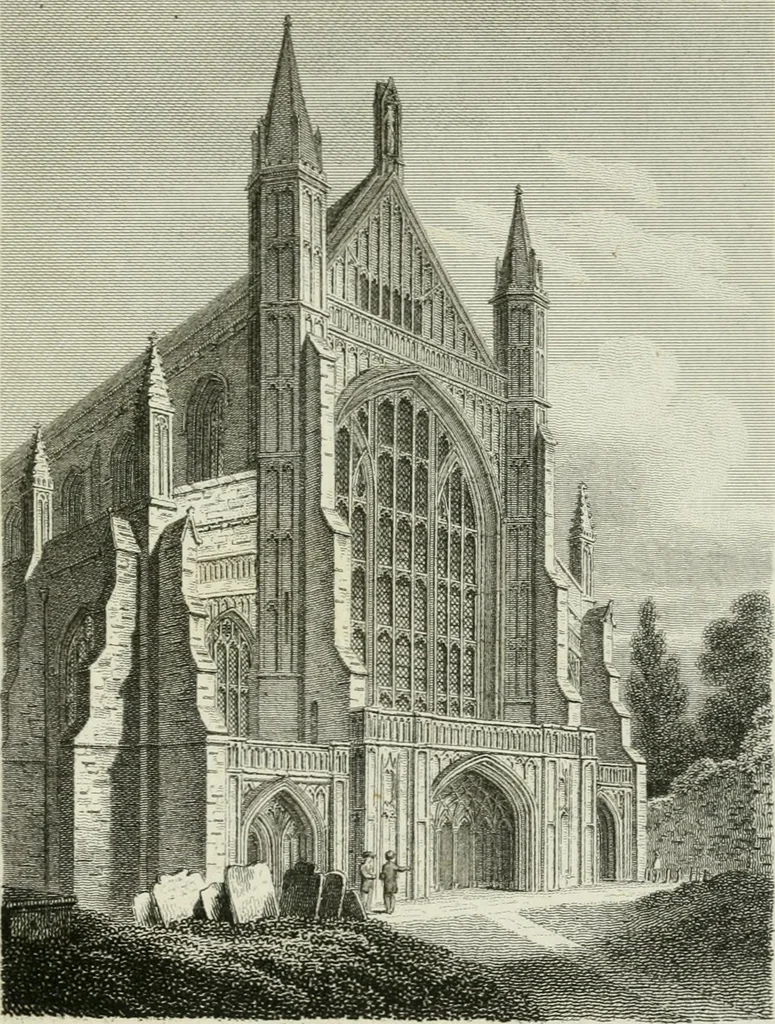 An illustration from History and antiquities of the cathedral churches of Great Britain : illustrated with a series of highly-finished engravings, exhibiting general and particular views, ground plans, and all the architectural features and ornaments in the various styles of building used in our ecclesiastical edifices, 1814, leaf 234