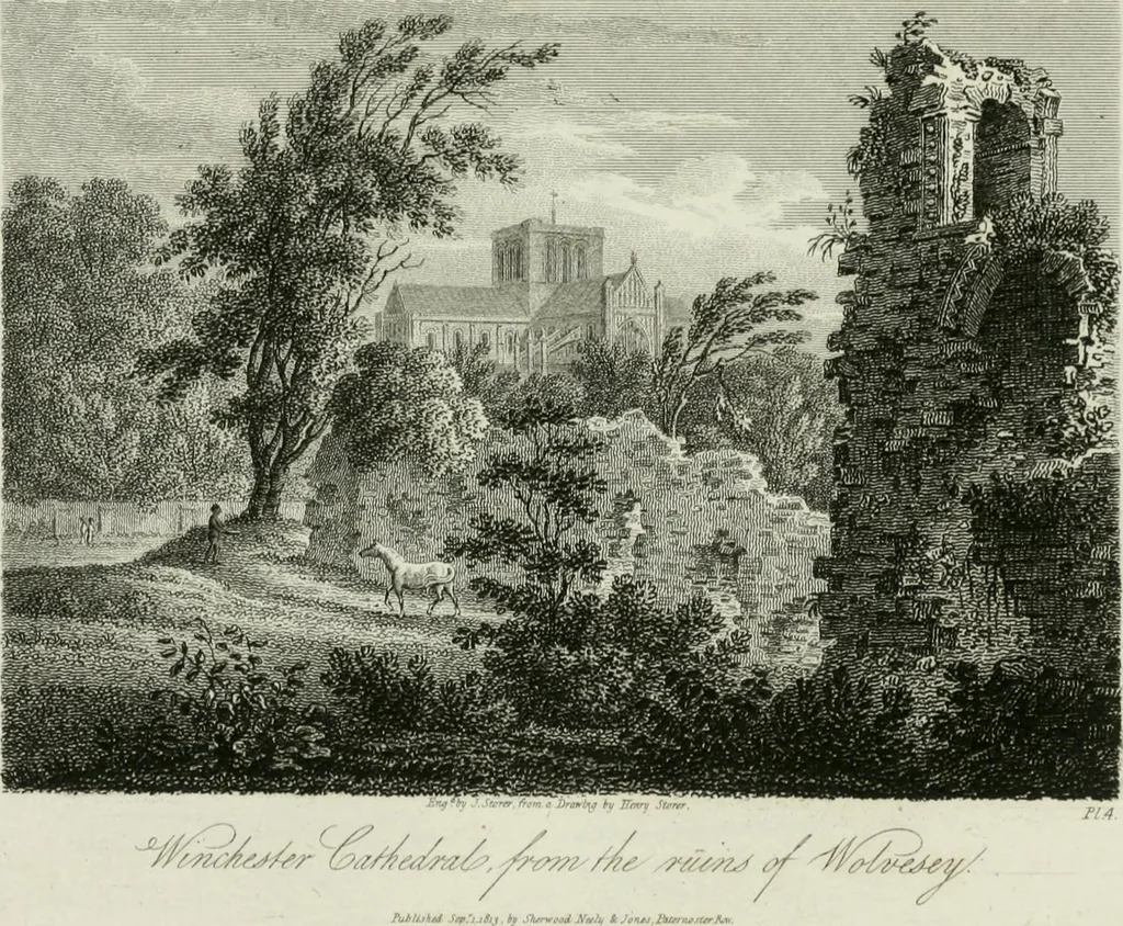 An illustration from History and antiquities of the cathedral churches of Great Britain : illustrated with a series of highly-finished engravings, exhibiting general and particular views, ground plans, and all the architectural features and ornaments in the various styles of building used in our ecclesiastical edifices, 1814, leaf 238