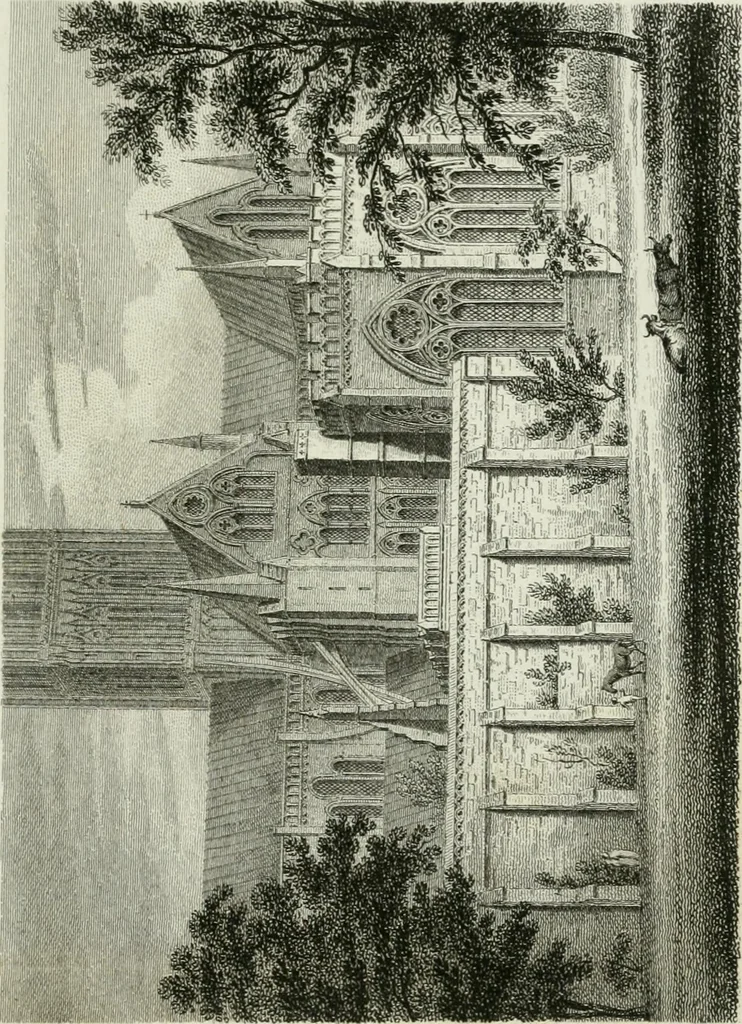 An illustration from History and antiquities of the cathedral churches of Great Britain : illustrated with a series of highly-finished engravings, exhibiting general and particular views, ground plans, and all the architectural features and ornaments in the various styles of building used in our ecclesiastical edifices, 1814, leaf 132
