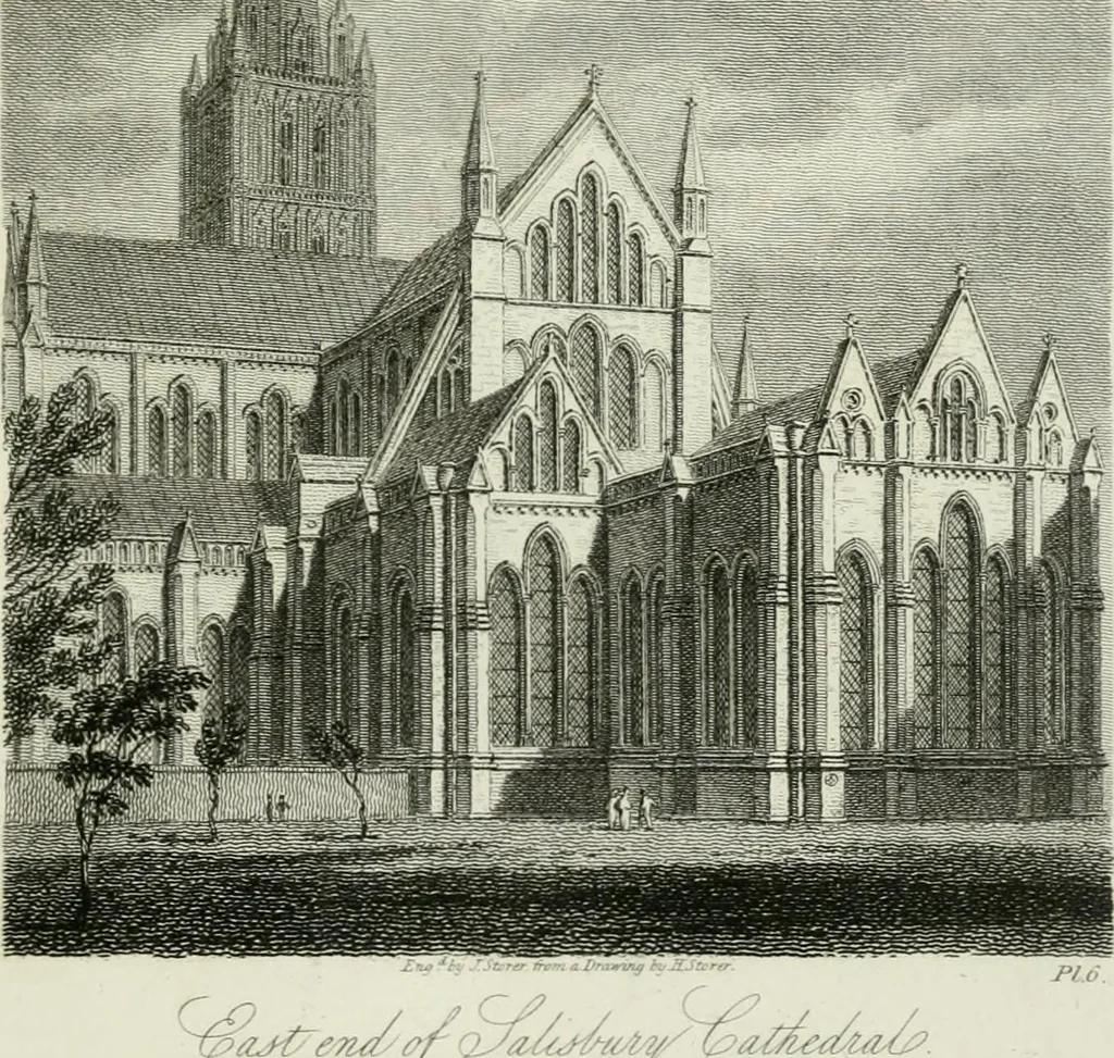 An illustration from History and antiquities of the cathedral churches of Great Britain : illustrated with a series of highly-finished engravings, exhibiting general and particular views, ground plans, and all the architectural features and ornaments in the various styles of building used in our ecclesiastical edifices, 1814, leaf 138