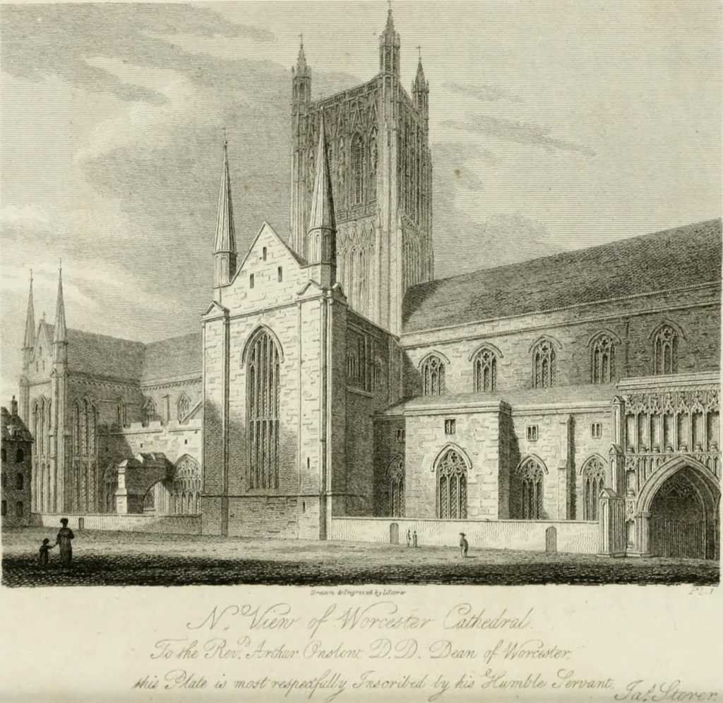 An illustration from History and antiquities of the cathedral churches of Great Britain : illustrated with a series of highly-finished engravings, exhibiting general and particular views, ground plans, and all the architectural features and ornaments in the various styles of building used in our ecclesiastical edifices, 1814, leaf 231