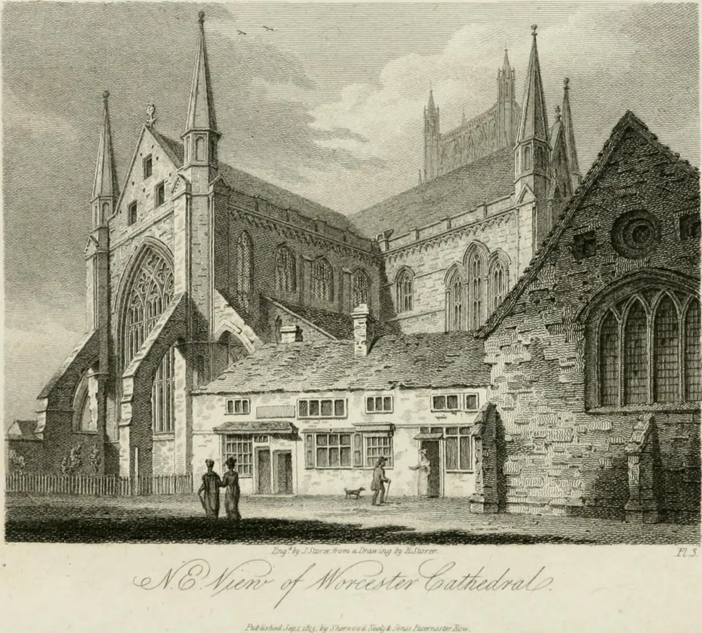 An illustration from History and antiquities of the cathedral churches of Great Britain : illustrated with a series of highly-finished engravings, exhibiting general and particular views, ground plans, and all the architectural features and ornaments in the various styles of building used in our ecclesiastical edifices, 1814, leaf 235