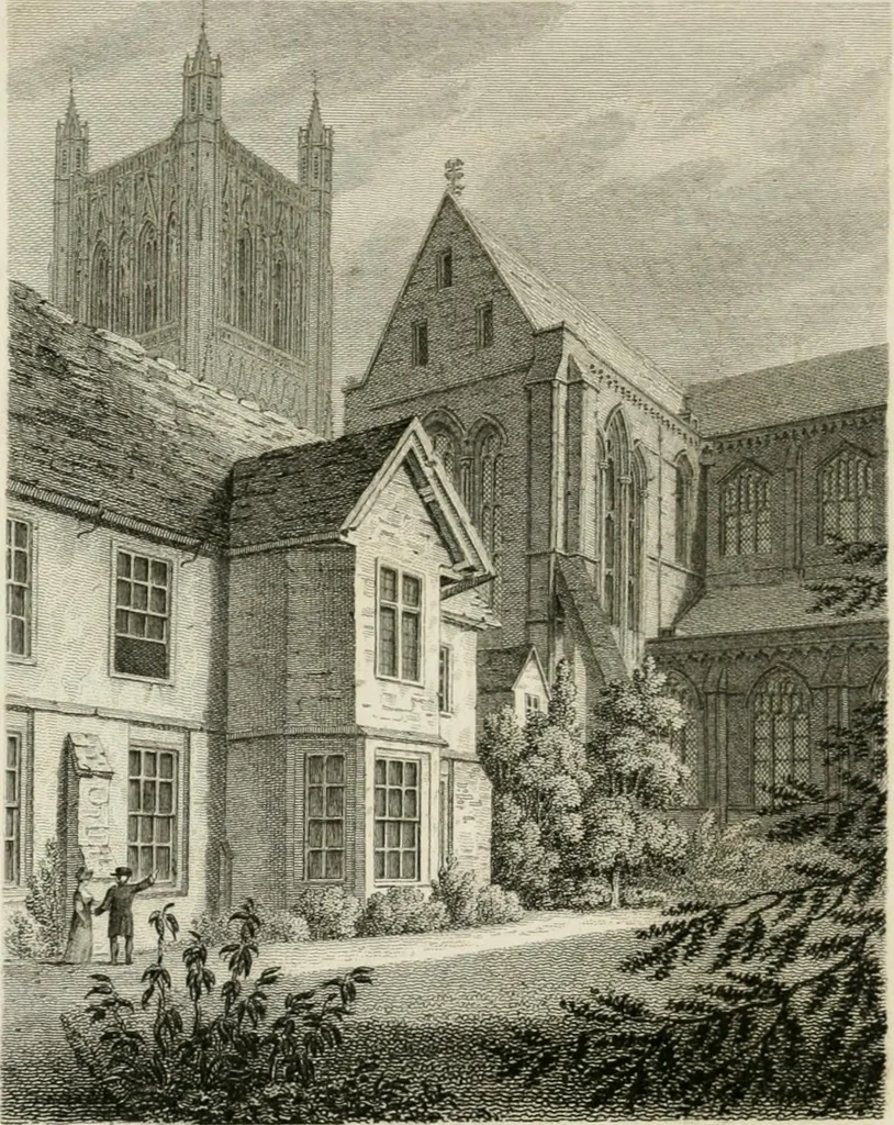 An illustration from History and antiquities of the cathedral churches of Great Britain : illustrated with a series of highly-finished engravings, exhibiting general and particular views, ground plans, and all the architectural features and ornaments in the various styles of building used in our ecclesiastical edifices, 1814, leaf 243