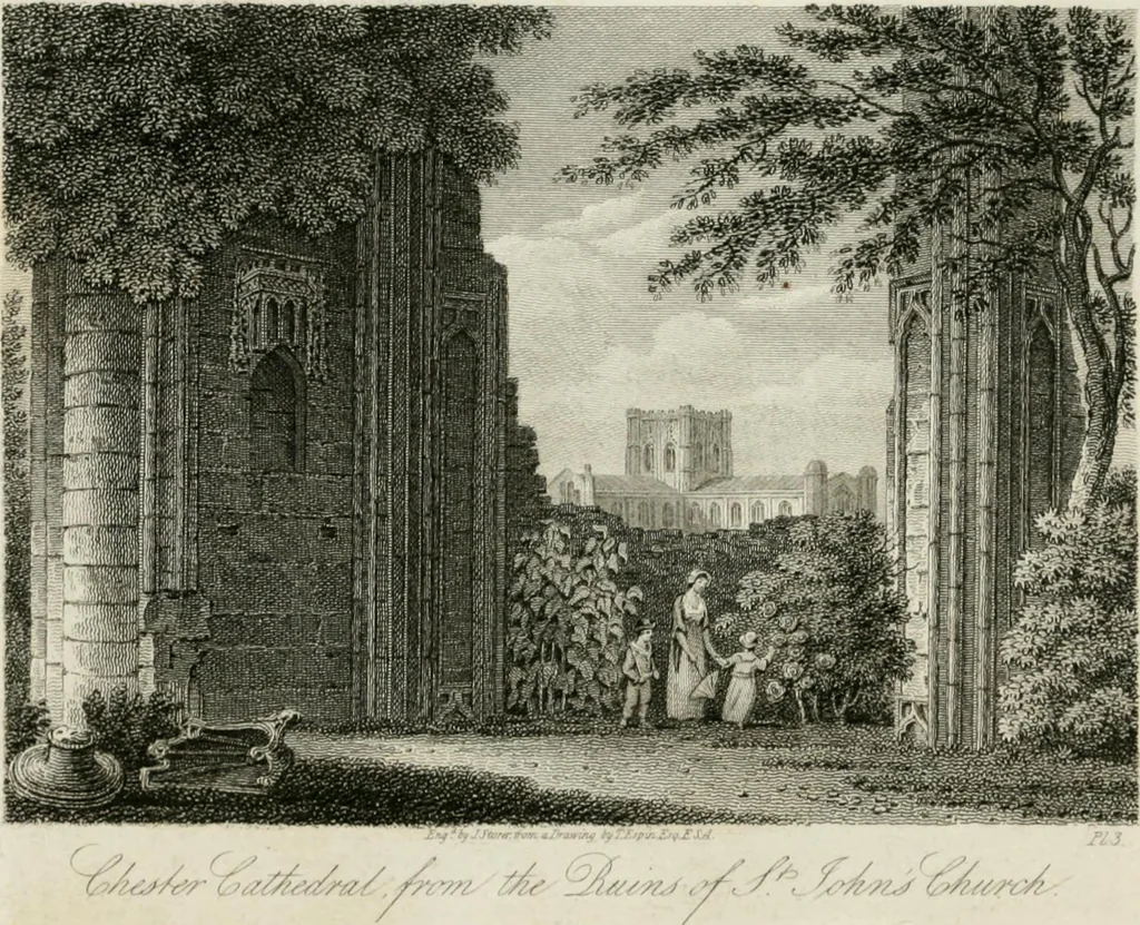 An illustration from History and antiquities of the cathedral churches of Great Britain : illustrated with a series of highly-finished engravings, exhibiting general and particular views, ground plans, and all the architectural features and ornaments in the various styles of building used in our ecclesiastical edifices, 1814, leaf 31