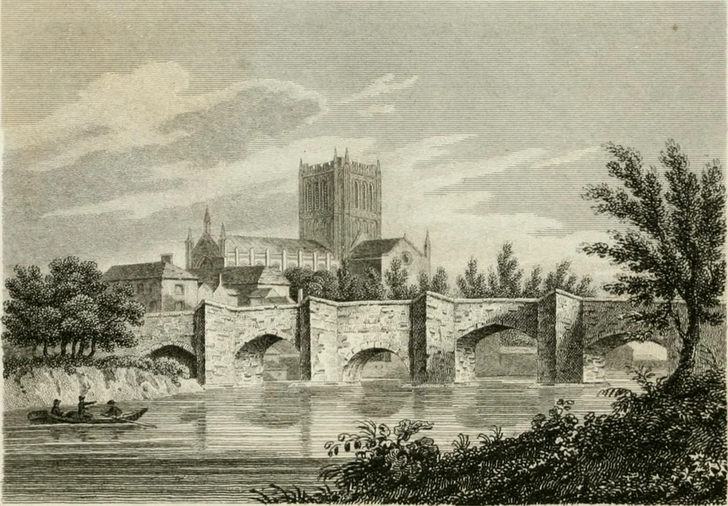 An illustration from History and antiquities of the cathedral churches of Great Britain : illustrated with a series of highly-finished engravings, exhibiting general and particular views, ground plans, and all the architectural features and ornaments in the various styles of building used in our ecclesiastical edifices, 1814, leaf 99