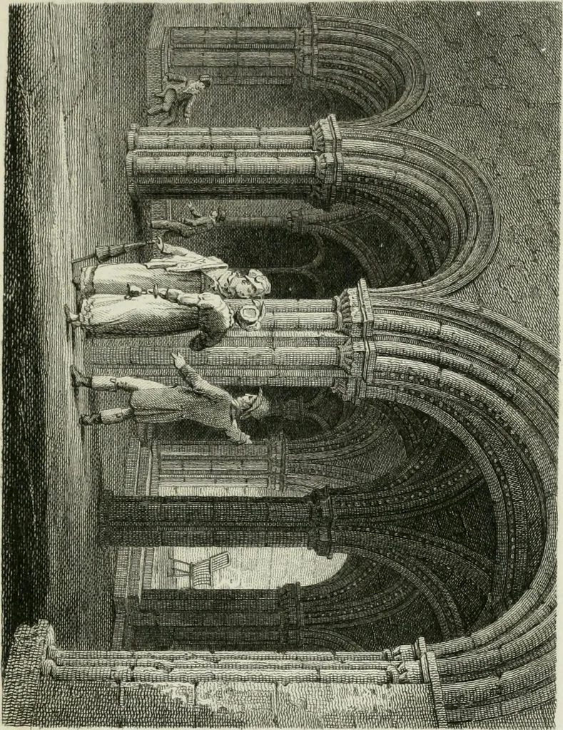 An illustration from History and antiquities of the cathedral churches of Great Britain : illustrated with a series of highly-finished engravings, exhibiting general and particular views, ground plans, and all the architectural features and ornaments in the various styles of building used in our ecclesiastical edifices, 1814, leaf 134