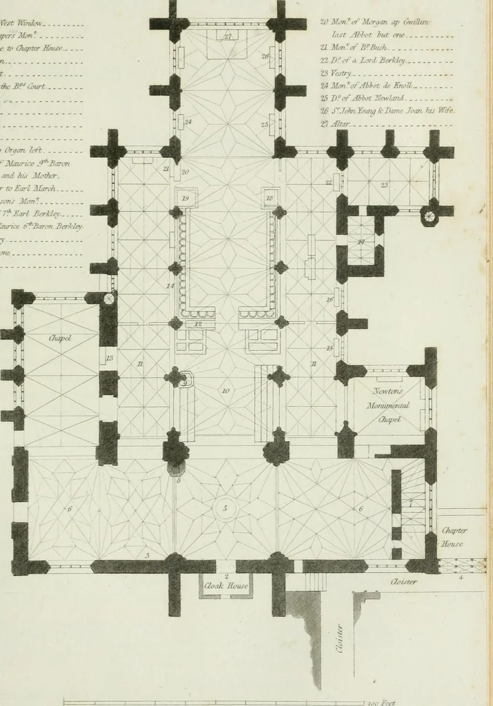 An illustration from History and antiquities of the cathedral churches of Great Britain : illustrated with a series of highly-finished engravings, exhibiting general and particular views, ground plans, and all the architectural features and ornaments in the various styles of building used in our ecclesiastical edifices, 1814, leaf 144