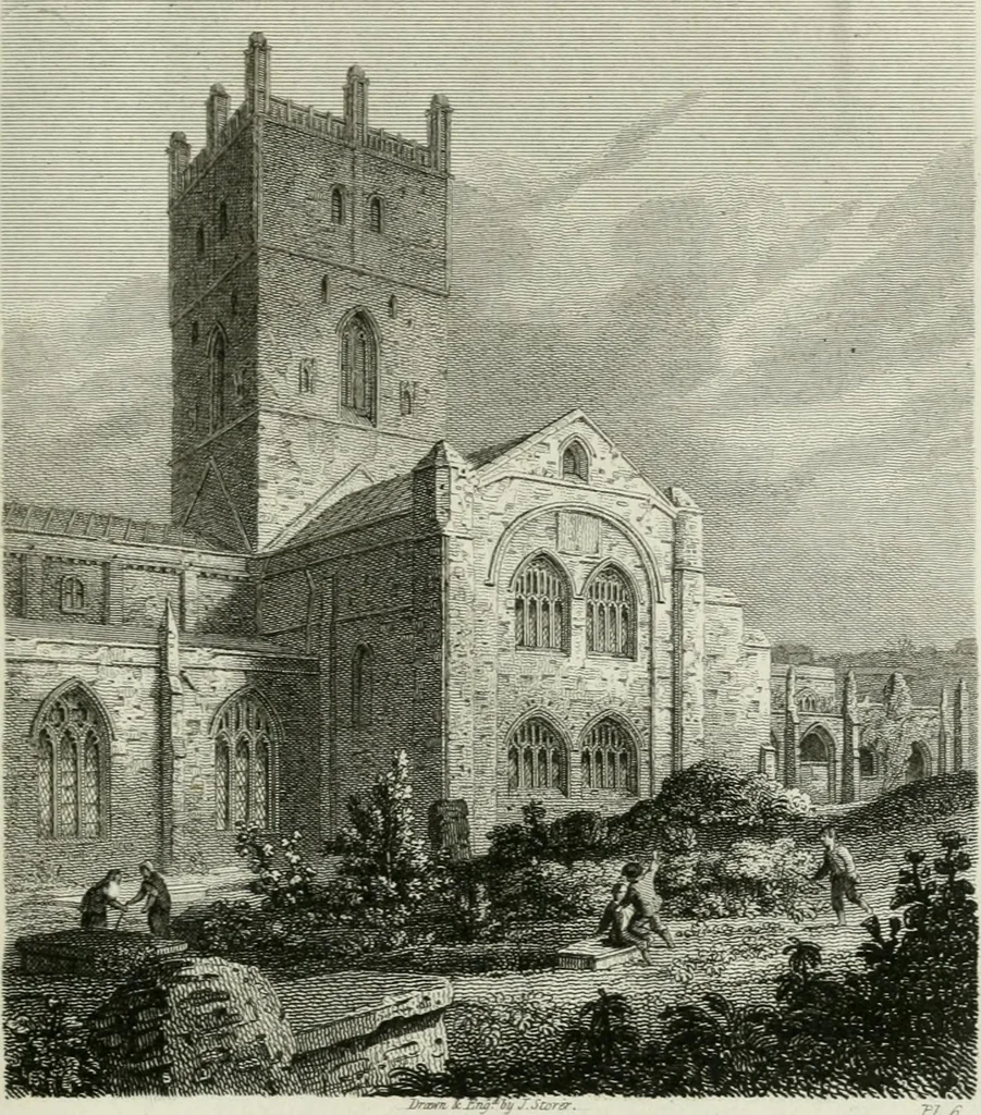 An illustration from History and antiquities of the cathedral churches of Great Britain : illustrated with a series of highly-finished engravings, exhibiting general and particular views, ground plans, and all the architectural features and ornaments in the various styles of building used in our ecclesiastical edifices, 1814, leaf 172