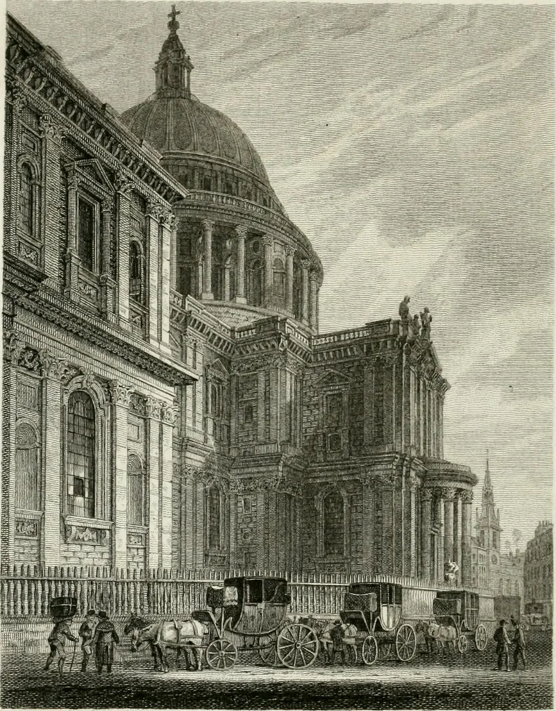 An illustration from History and antiquities of the cathedral churches of Great Britain : illustrated with a series of highly-finished engravings, exhibiting general and particular views, ground plans, and all the architectural features and ornaments in the various styles of building used in our ecclesiastical edifices, 1814, leaf 197