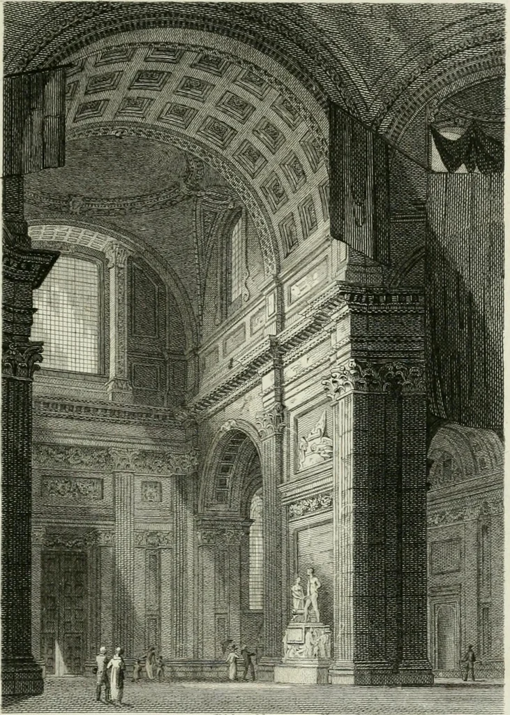 An illustration from History and antiquities of the cathedral churches of Great Britain : illustrated with a series of highly-finished engravings, exhibiting general and particular views, ground plans, and all the architectural features and ornaments in the various styles of building used in our ecclesiastical edifices, 1814, leaf 198