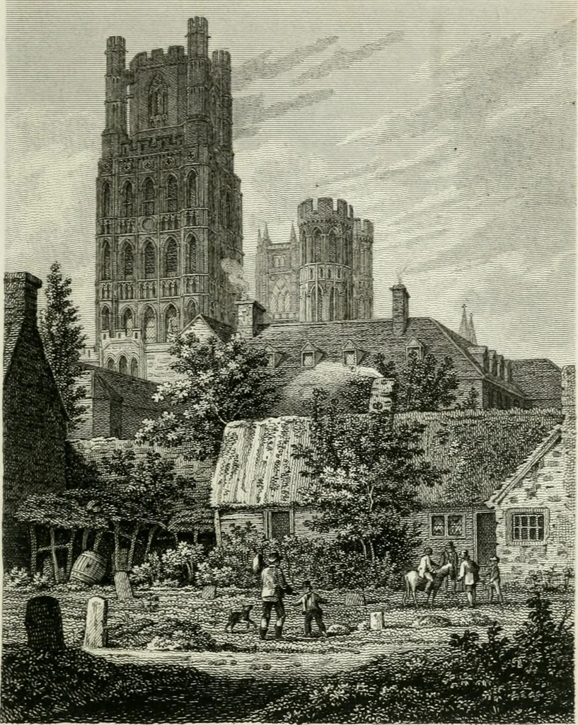 An illustration from History and antiquities of the cathedral churches of Great Britain : illustrated with a series of highly-finished engravings, exhibiting general and particular views, ground plans, and all the architectural features and ornaments in the various styles of building used in our ecclesiastical edifices, 1814, leaf 240