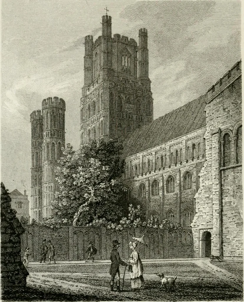 An illustration from History and antiquities of the cathedral churches of Great Britain : illustrated with a series of highly-finished engravings, exhibiting general and particular views, ground plans, and all the architectural features and ornaments in the various styles of building used in our ecclesiastical edifices, 1814, leaf 243