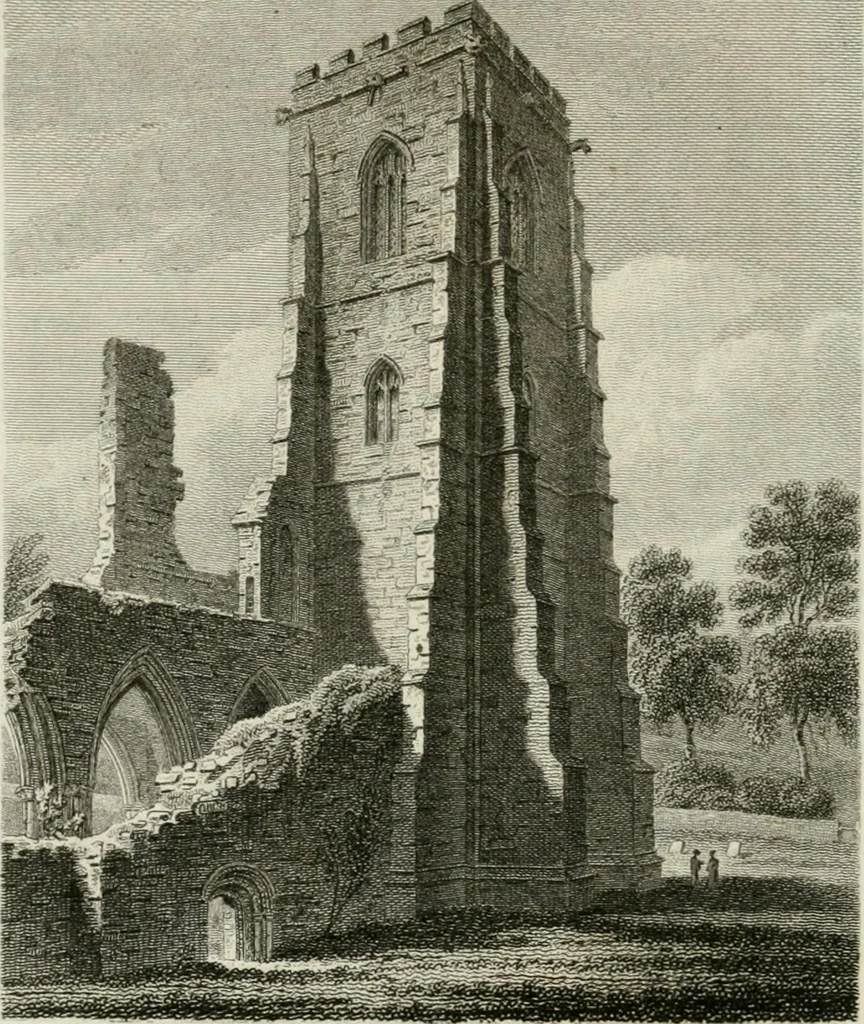 An illustration from History and antiquities of the cathedral churches of Great Britain : illustrated with a series of highly-finished engravings, exhibiting general and particular views, ground plans, and all the architectural features and ornaments in the various styles of building used in our ecclesiastical edifices, 1814, leaf 95