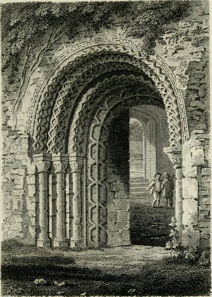 An illustration from History and antiquities of the cathedral churches of Great Britain : illustrated with a series of highly-finished engravings, exhibiting general and particular views, ground plans, and all the architectural features and ornaments in the various styles of building used in our ecclesiastical edifices, 1814, leaf 96