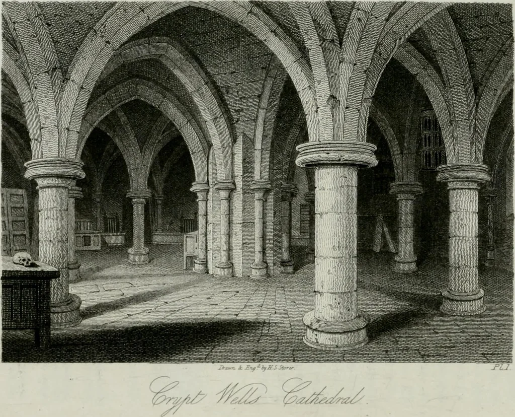An illustration from History and antiquities of the cathedral churches of Great Britain : illustrated with a series of highly-finished engravings, exhibiting general and particular views, ground plans, and all the architectural features and ornaments in the various styles of building used in our ecclesiastical edifices, 1814, leaf 131
