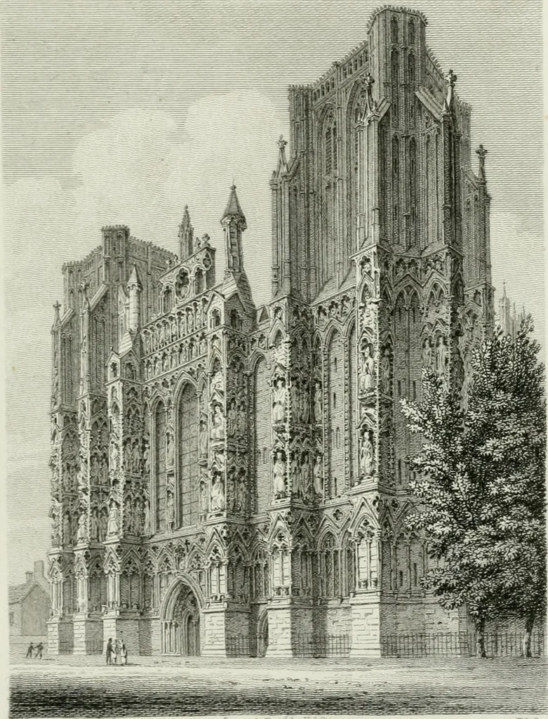 An illustration from History and antiquities of the cathedral churches of Great Britain : illustrated with a series of highly-finished engravings, exhibiting general and particular views, ground plans, and all the architectural features and ornaments in the various styles of building used in our ecclesiastical edifices, 1814, leaf 132