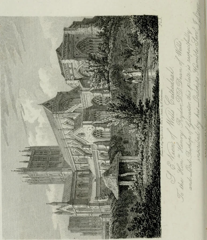 An illustration from History and antiquities of the cathedral churches of Great Britain : illustrated with a series of highly-finished engravings, exhibiting general and particular views, ground plans, and all the architectural features and ornaments in the various styles of building used in our ecclesiastical edifices, 1814, leaf 135